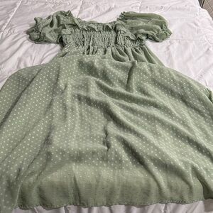 Elegant Green Polka Dot Dress